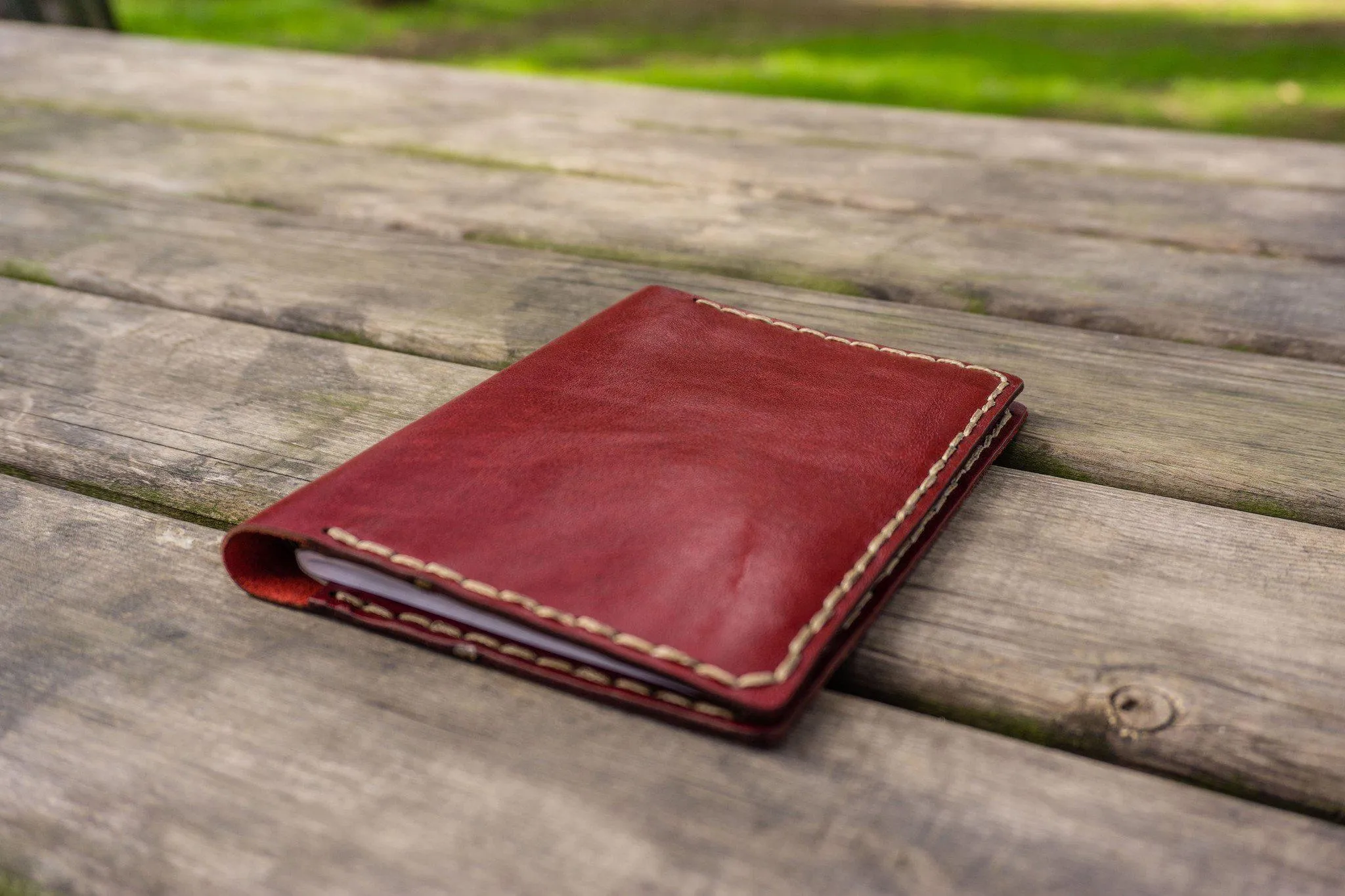 No.33 Personalized Leather Field Notes Cover - Red 1