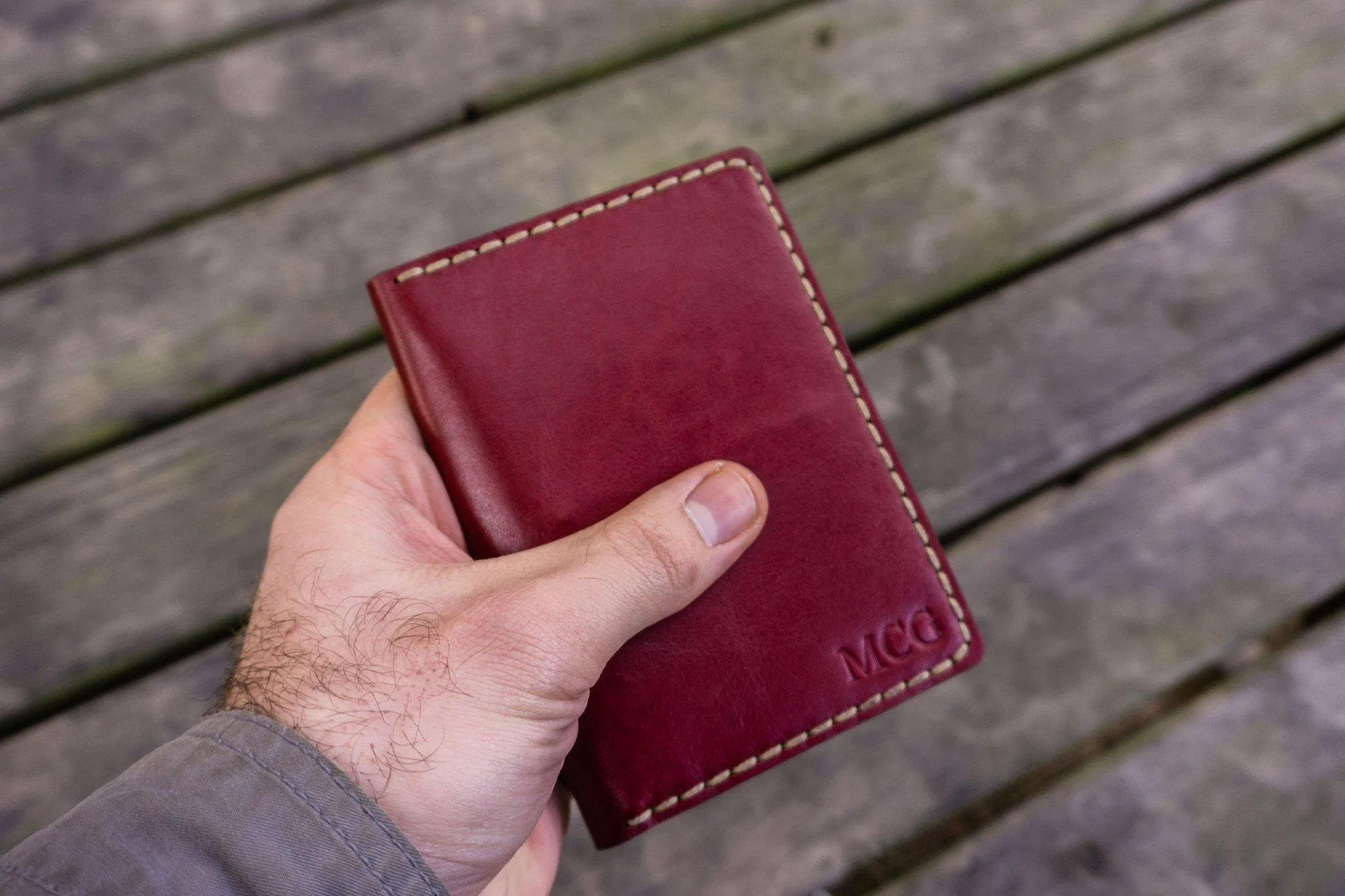 No.33 Personalized Leather Field Notes Cover - Red 1