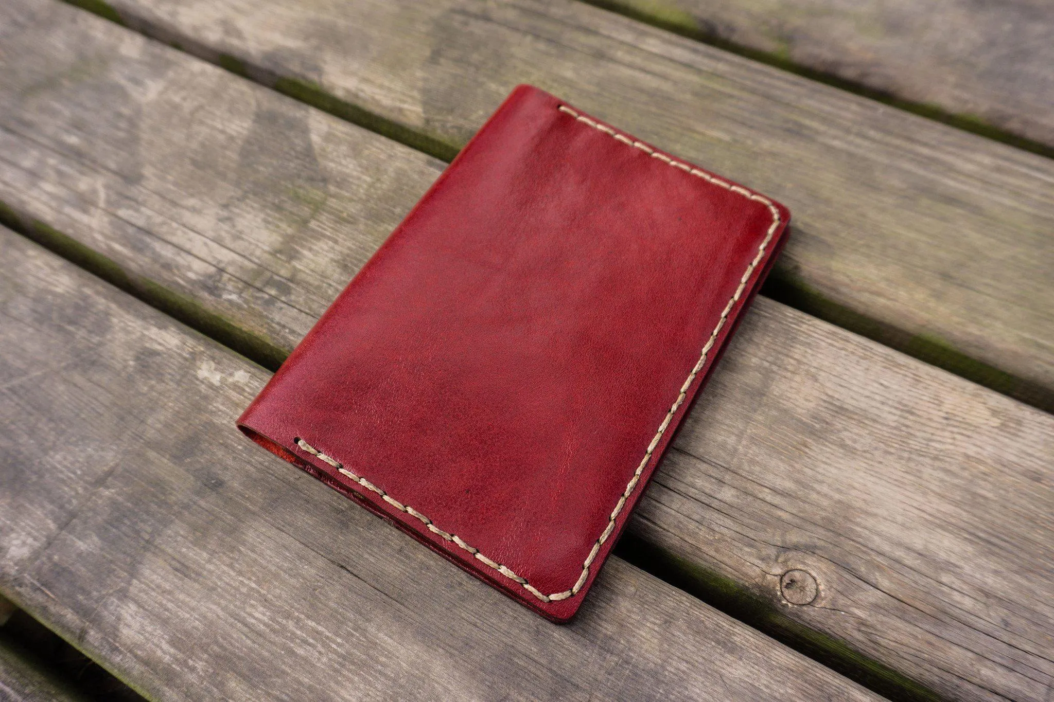 No.33 Personalized Leather Field Notes Cover - Red 1