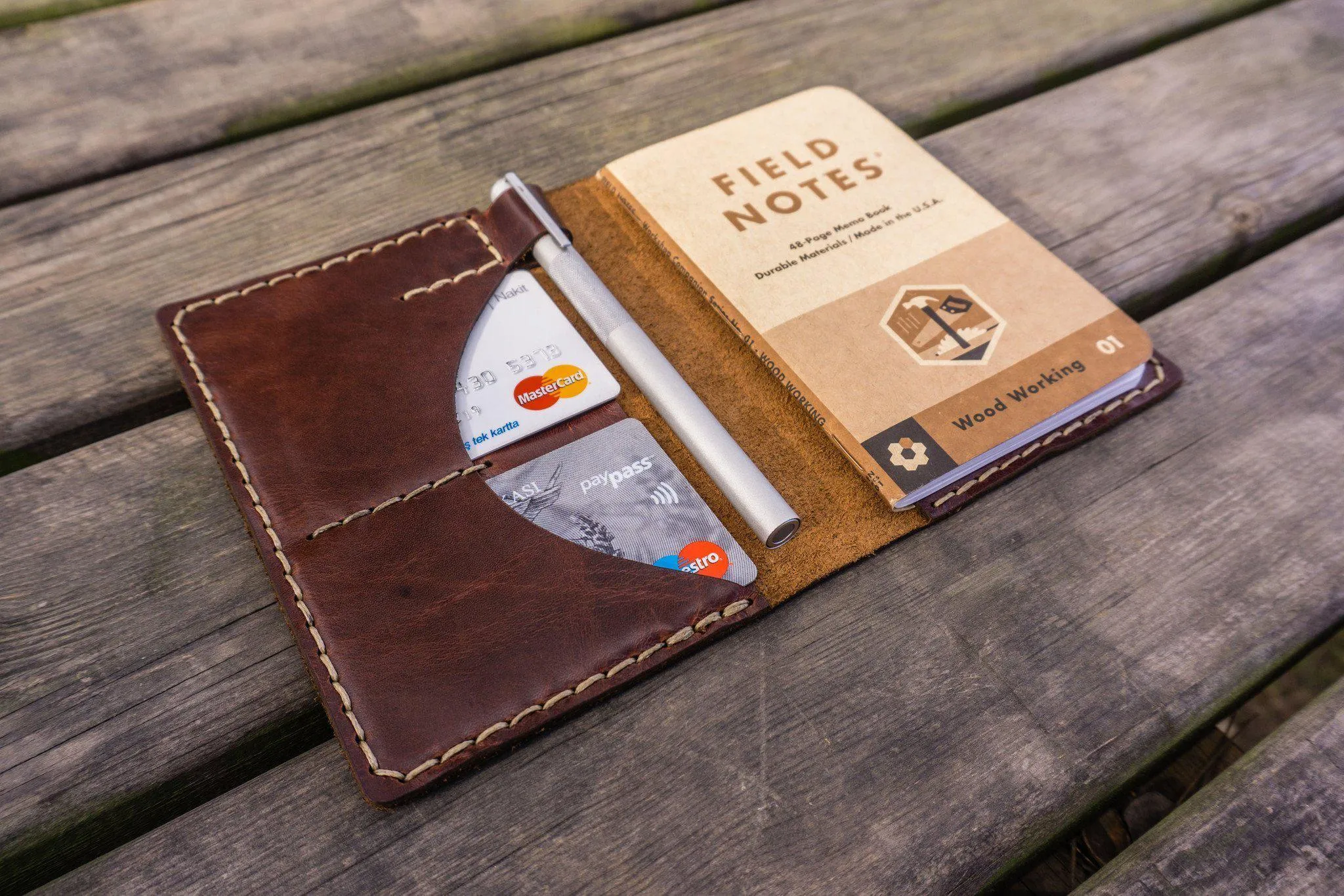 No.44 Personalized Leather Field Notes Cover - Brown