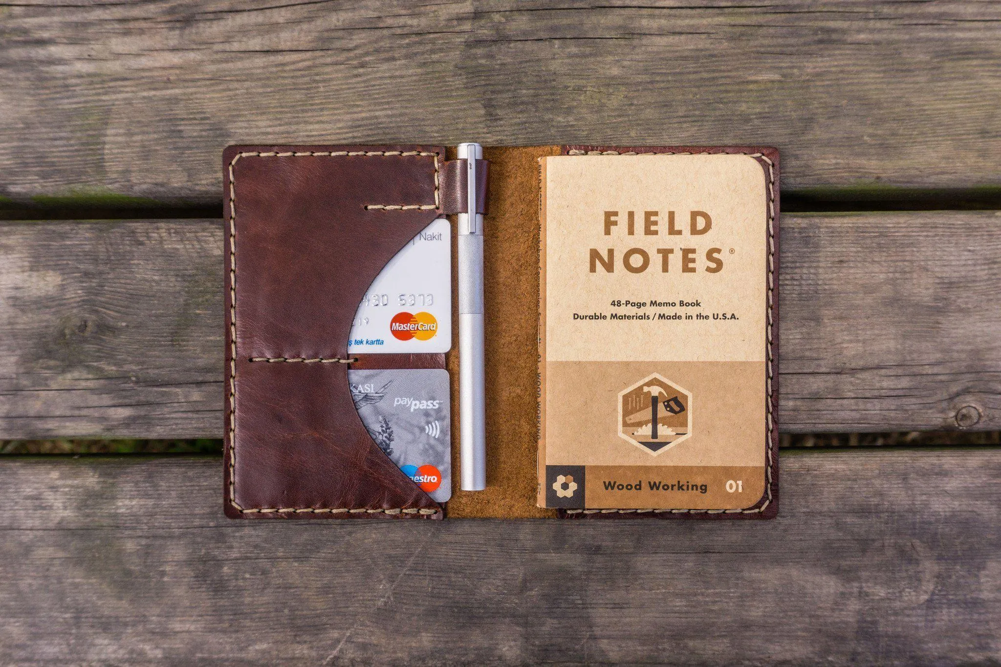 No.44 Personalized Leather Field Notes Cover - Brown