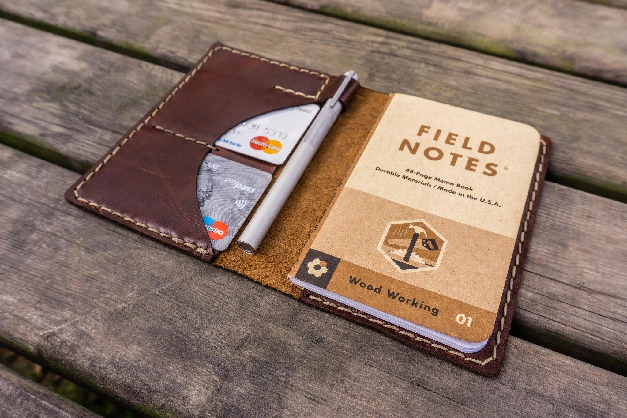 No.44 Personalized Leather Field Notes Cover - Brown