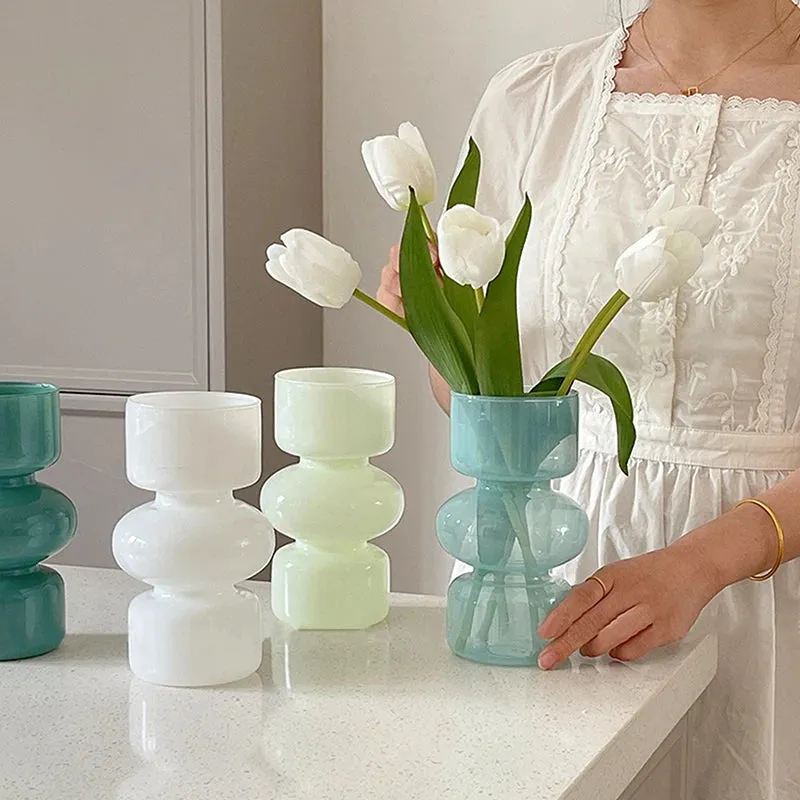 Nordic Glass Vase Flower Bottle Arrangement Container Hydroponics Plant Bottle Desktop Ornament Home Decor Accessory