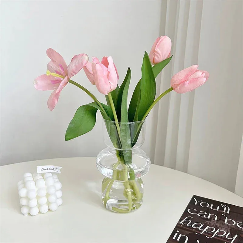 Nordic Glass Vase Flower Bottle Arrangement Container Hydroponics Plant Bottle Desktop Ornament Home Decor Accessory