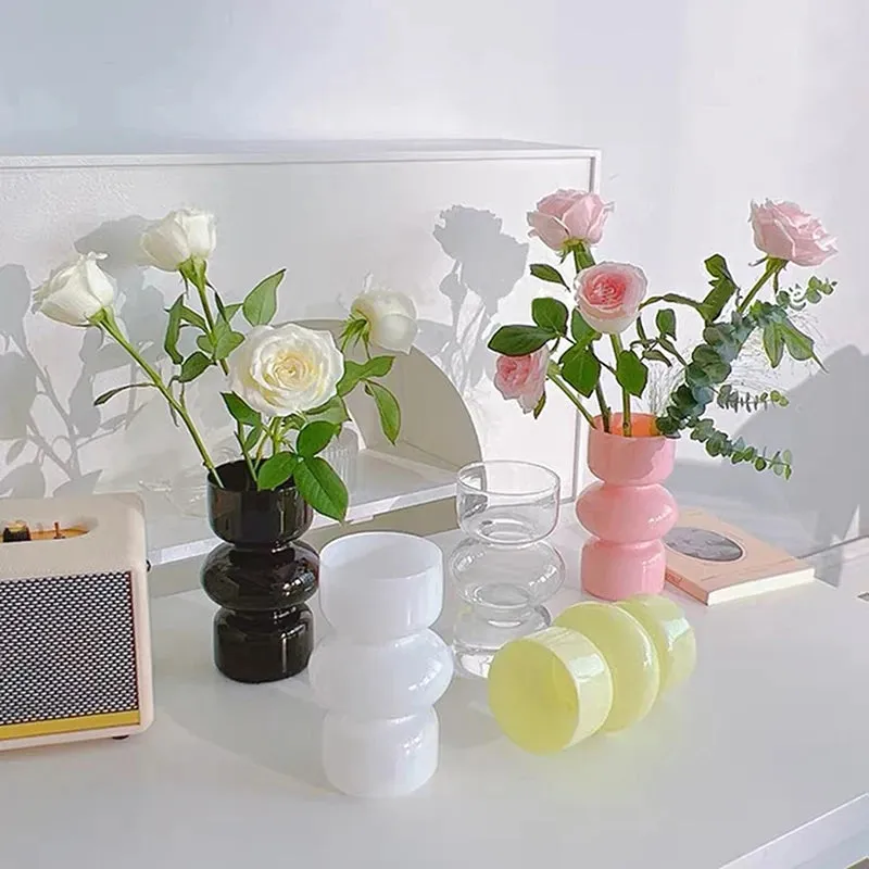 Nordic Glass Vase Flower Bottle Arrangement Container Hydroponics Plant Bottle Desktop Ornament Home Decor Accessory