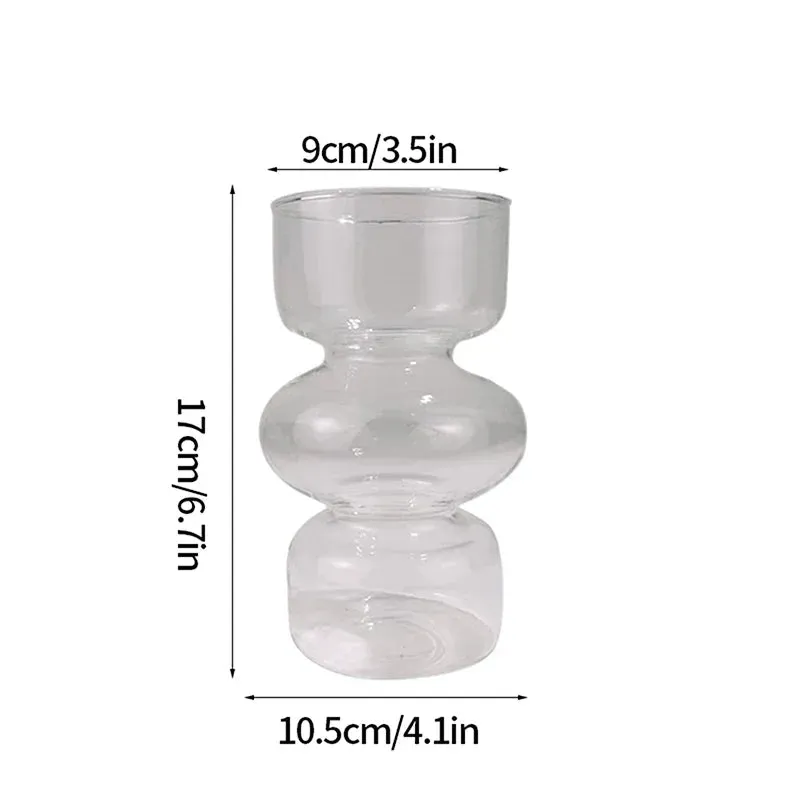 Nordic Glass Vase Flower Bottle Arrangement Container Hydroponics Plant Bottle Desktop Ornament Home Decor Accessory