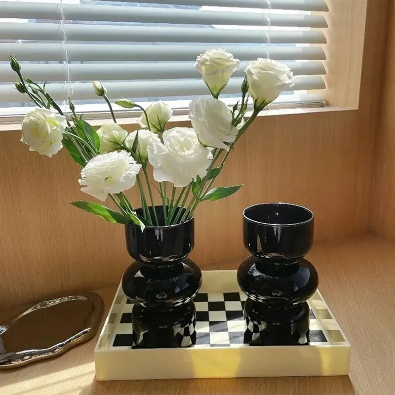 Nordic Glass Vase Flower Bottle Arrangement Container Hydroponics Plant Bottle Desktop Ornament Home Decor Accessory