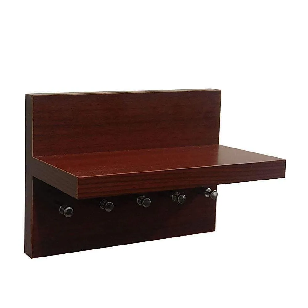Omega 1 Key Holder Wall Mounted Décor Shelf, Mahogany