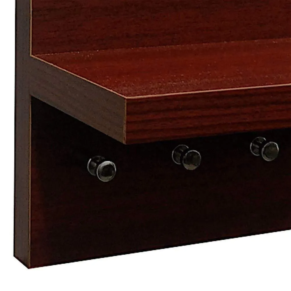 Omega 1 Key Holder Wall Mounted Décor Shelf, Mahogany