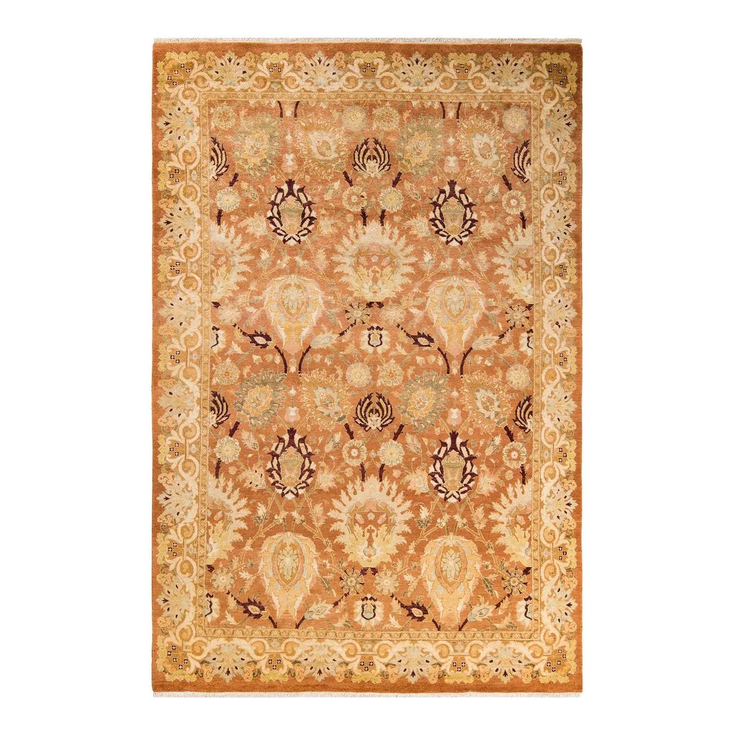 Orange Traditional Wool Rug - 6'2" x 9'5"