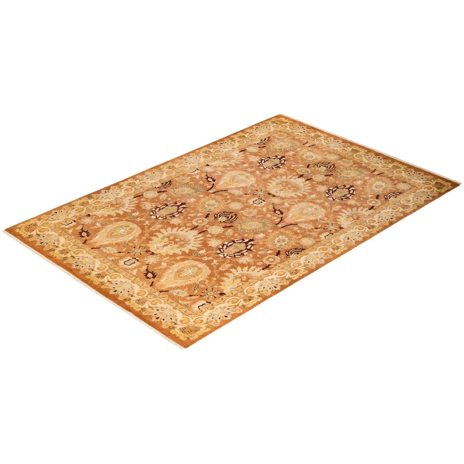 Orange Traditional Wool Rug - 6'2" x 9'5"