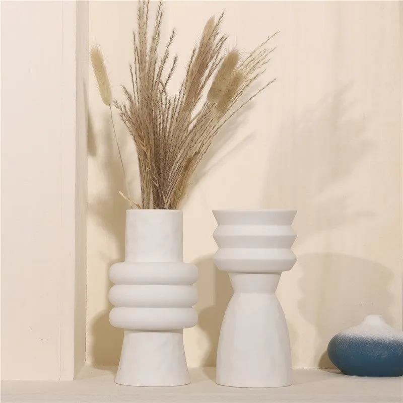 Paros White Ceramic Vases