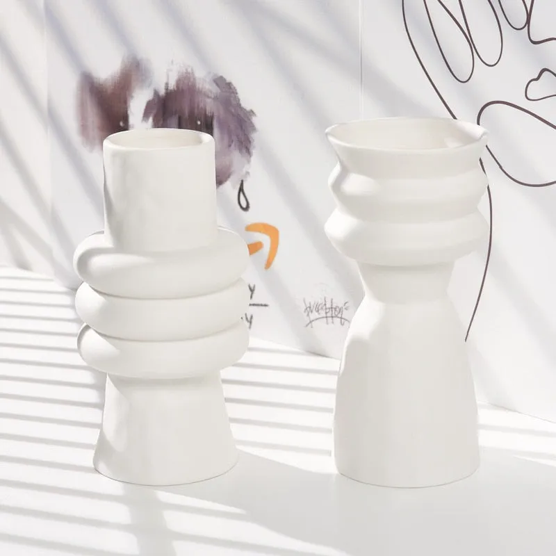 Paros White Ceramic Vases