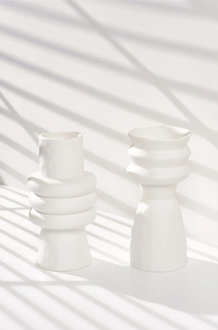 Paros White Ceramic Vases