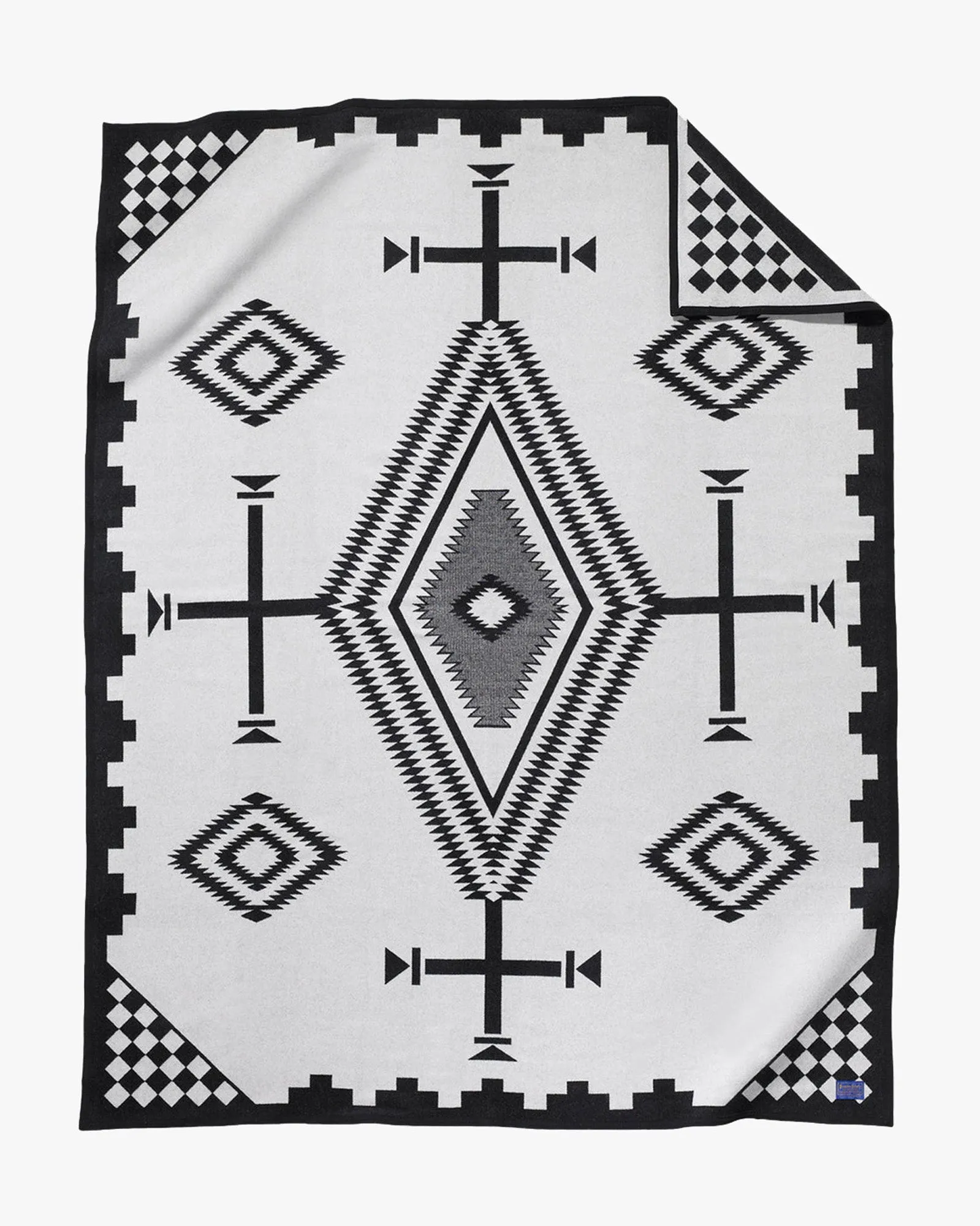 Pendleton Jacquard Unnapped Robe Wool Blanket - Los Ojos Black