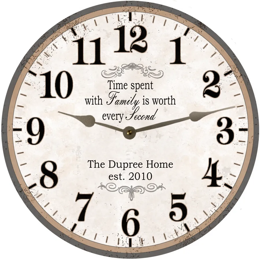 Personalized Family Name Clock- Time Spent With Family Is Worth Every Second Clock