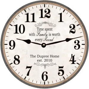 Personalized Family Name Clock- Time Spent With Family Is Worth Every Second Clock