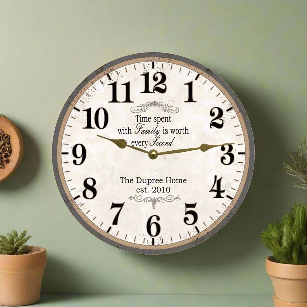 Personalized Family Name Clock- Time Spent With Family Is Worth Every Second Clock
