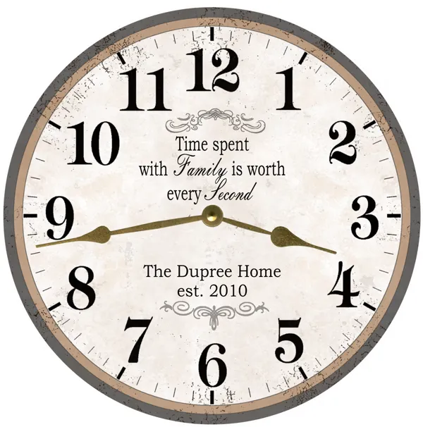 Personalized Family Name Clock- Time Spent With Family Is Worth Every Second Clock