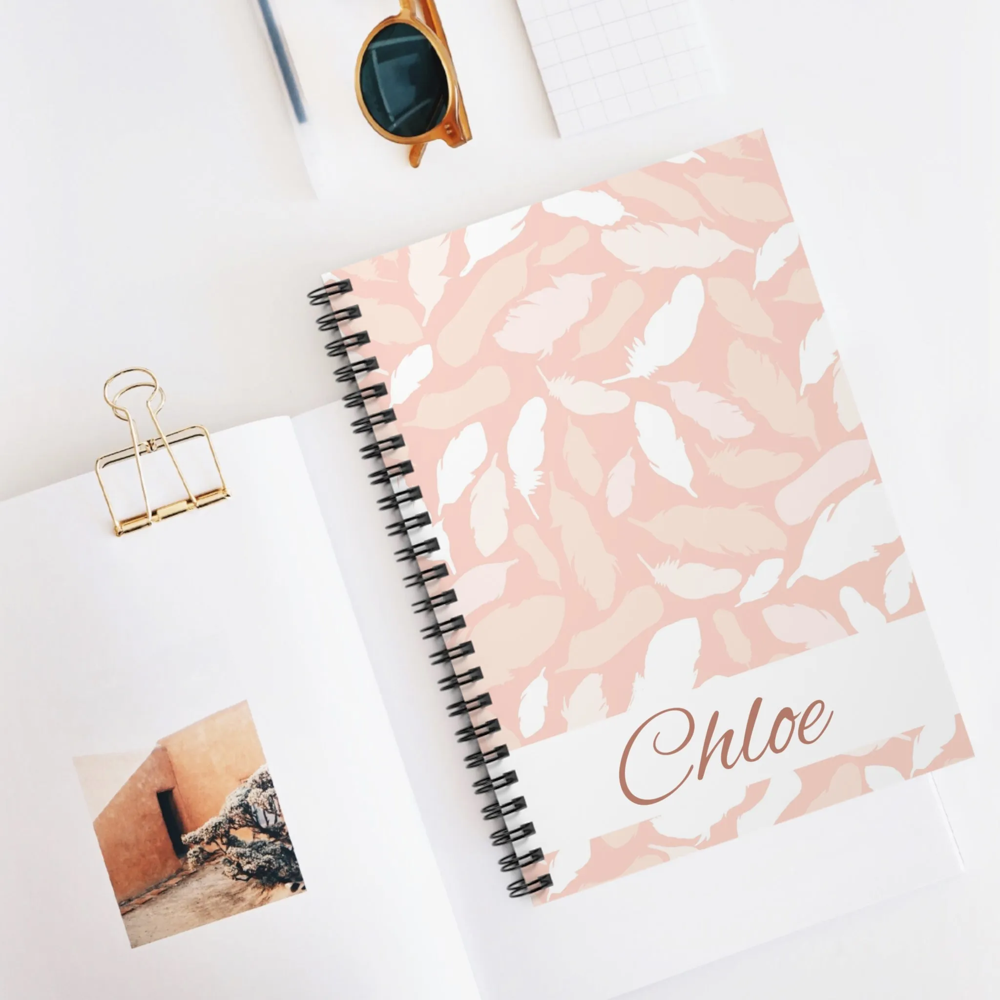 Personalized Notebook - Boho Feather
