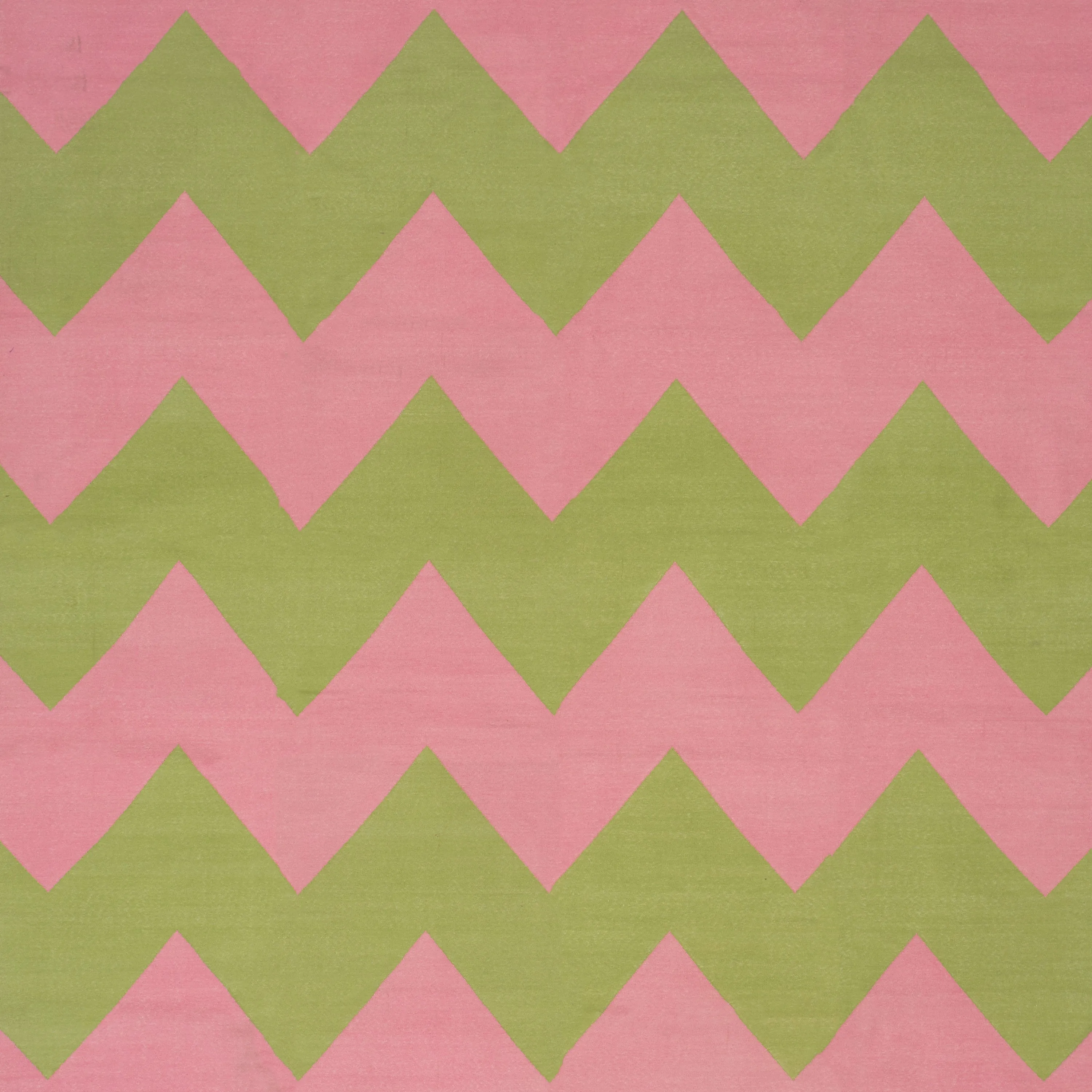 Pink & Green Chevron Dhurrie Cotton Rug - 8'10" x 11'10"