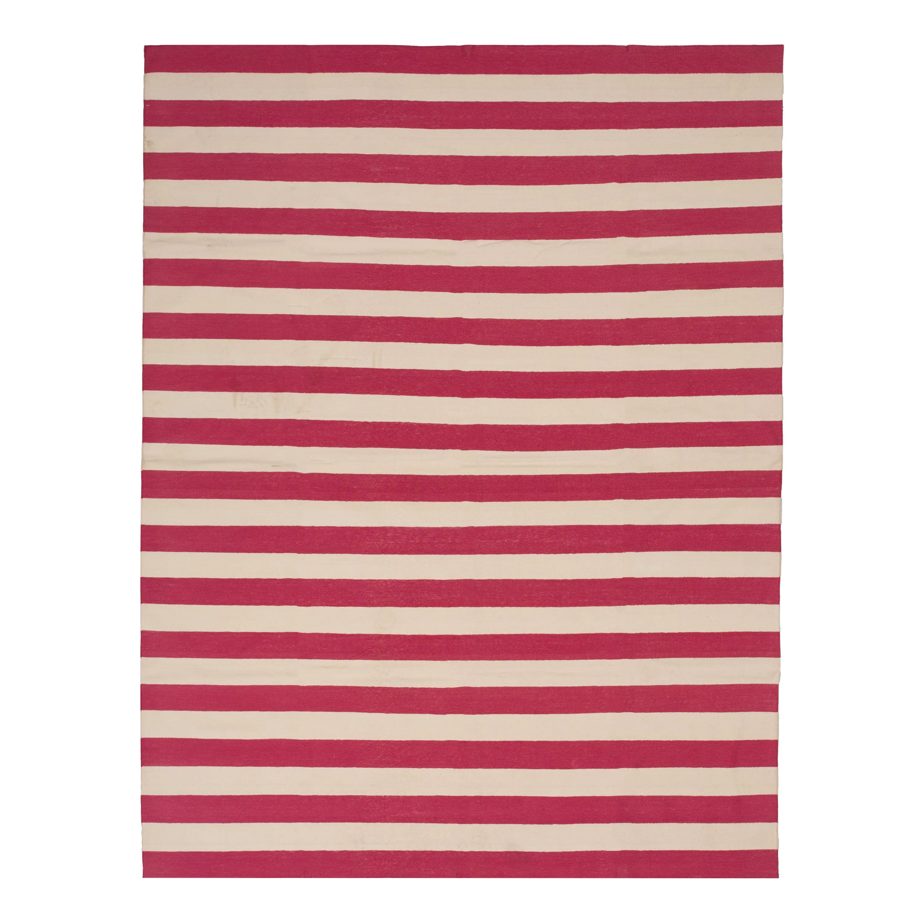 Pink & White Flatweave Cotton Rug - 7'1" x 9'1"