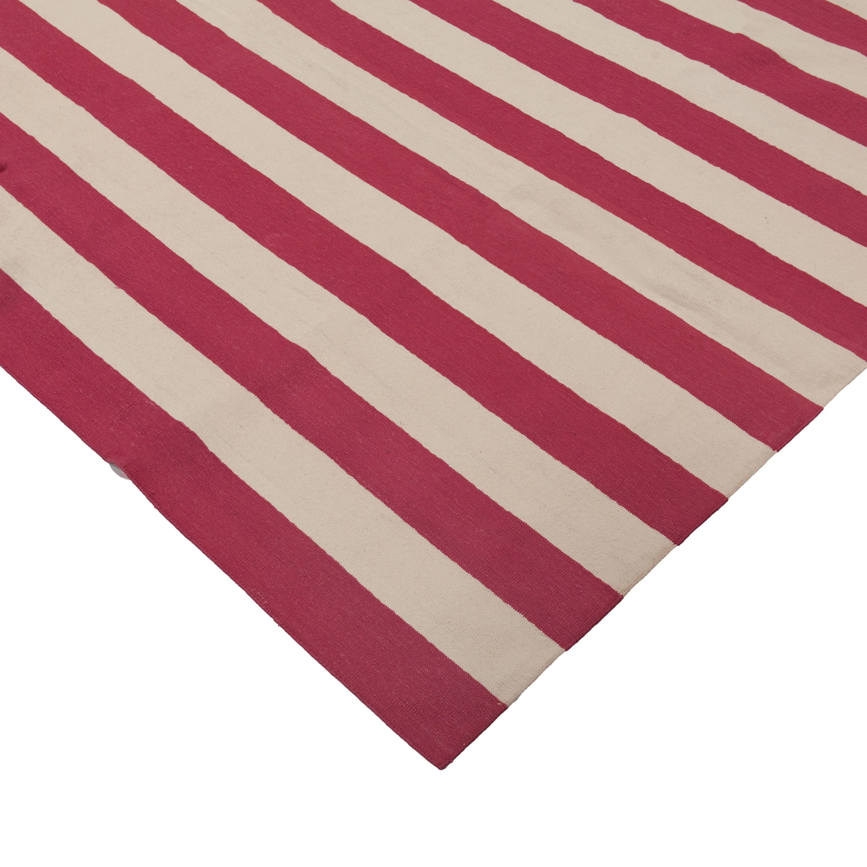 Pink & White Flatweave Cotton Rug - 7'1" x 9'1"