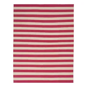 Pink & White Flatweave Cotton Rug - 7'1" x 9'1"