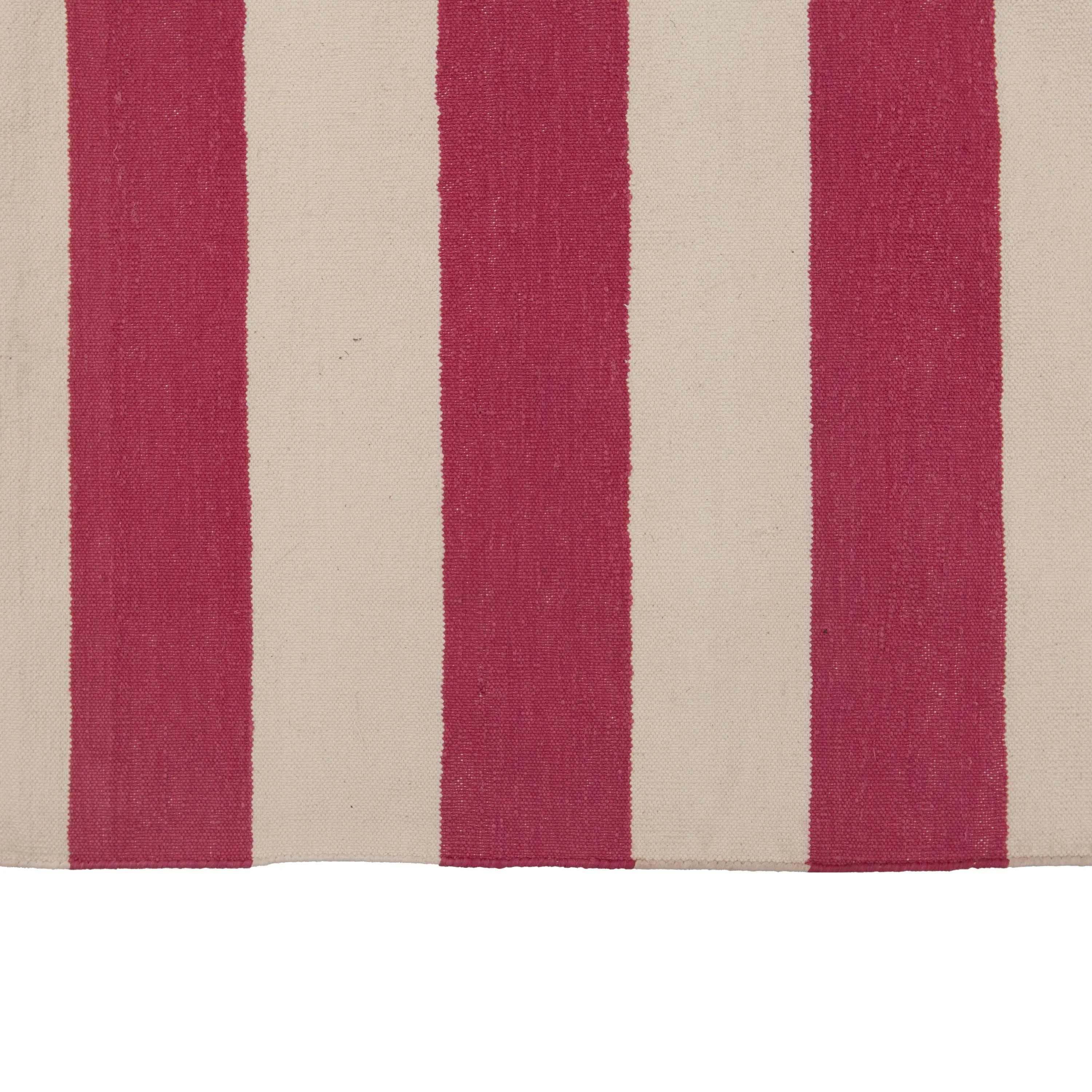 Pink & White Flatweave Cotton Rug - 7'1" x 9'1"