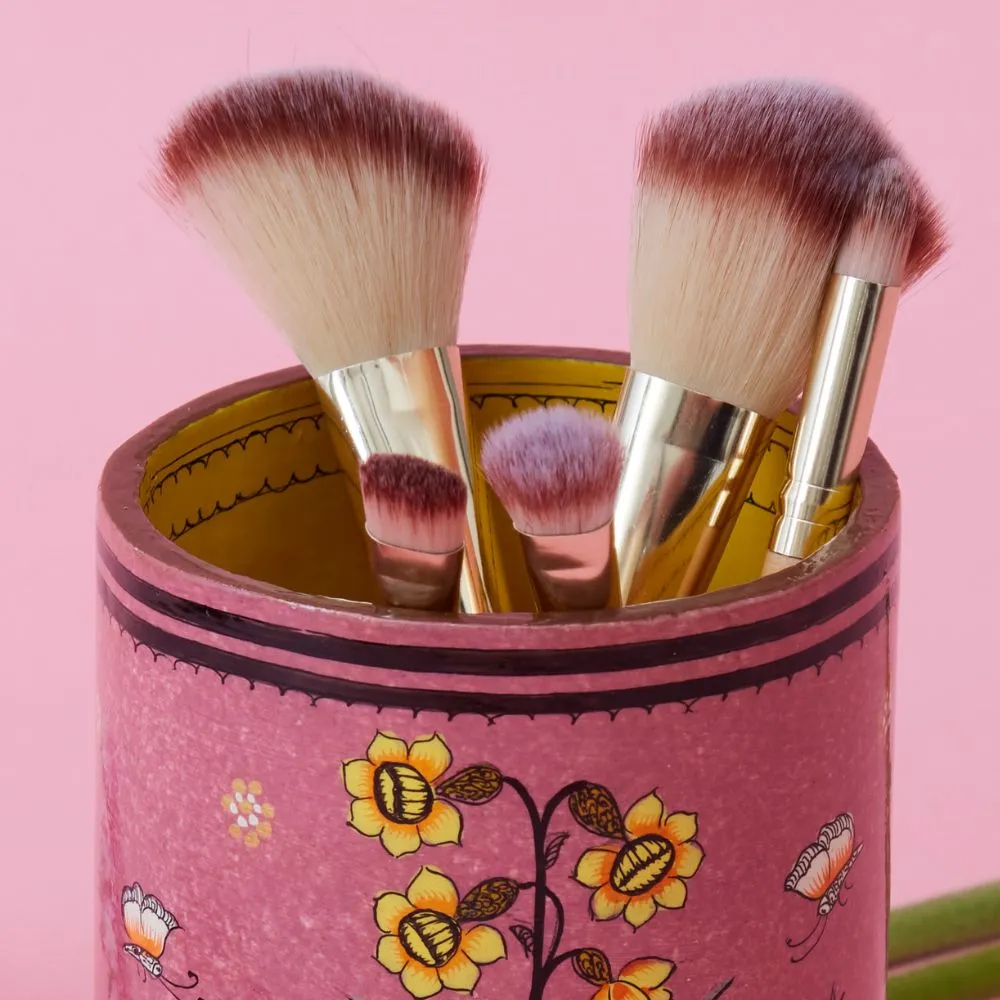 Pink Butterfly Pen Brush Holder