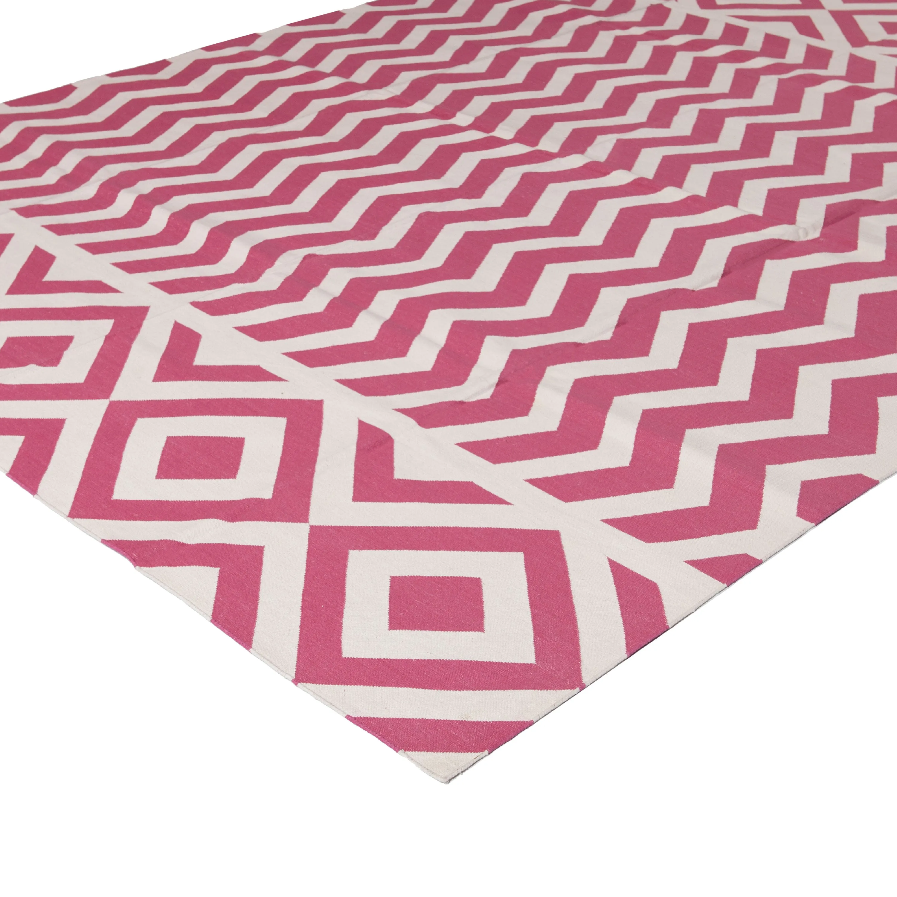 Pink Flatweave Wool Rug - 7'1" x 9'1"
