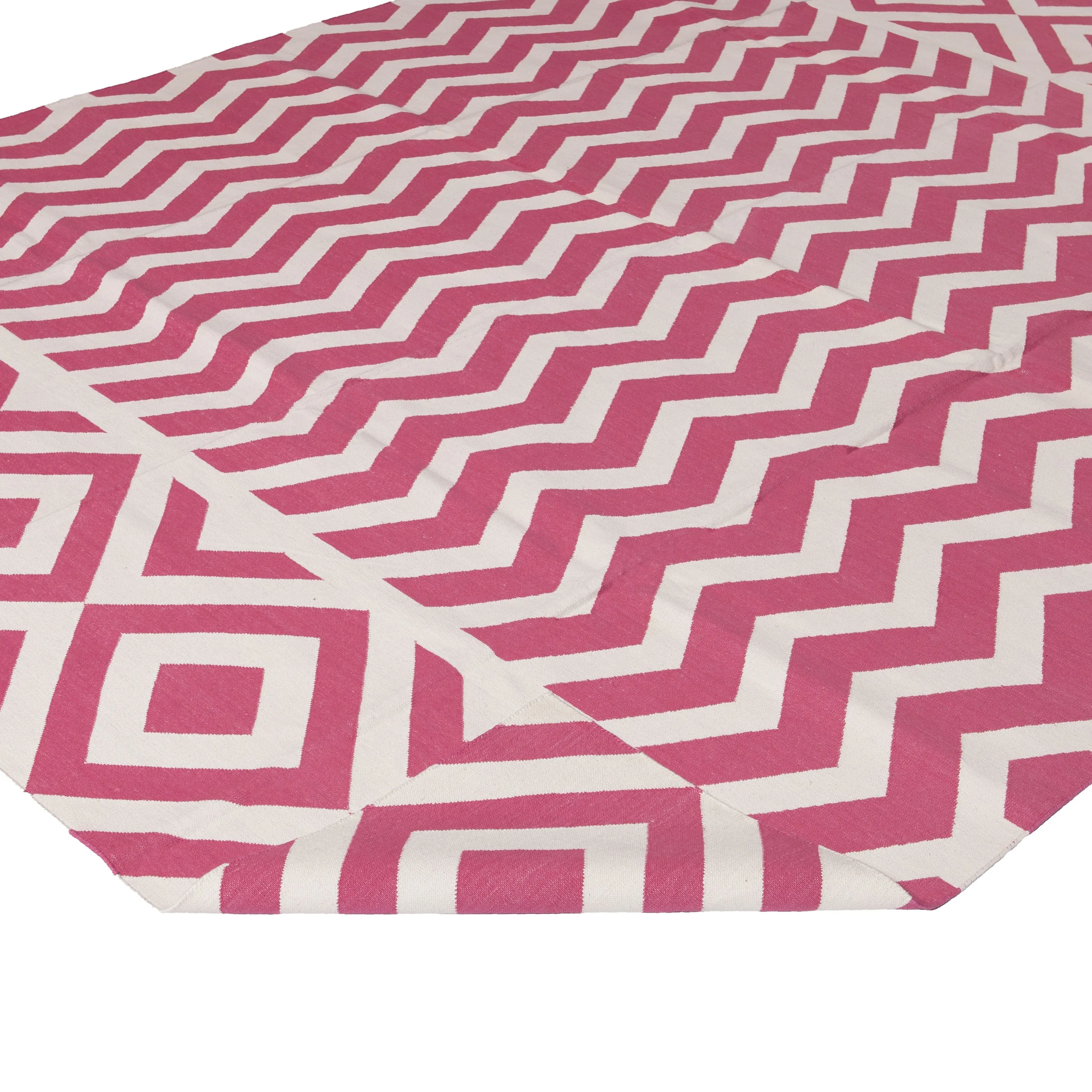 Pink Flatweave Wool Rug - 7'1" x 9'1"