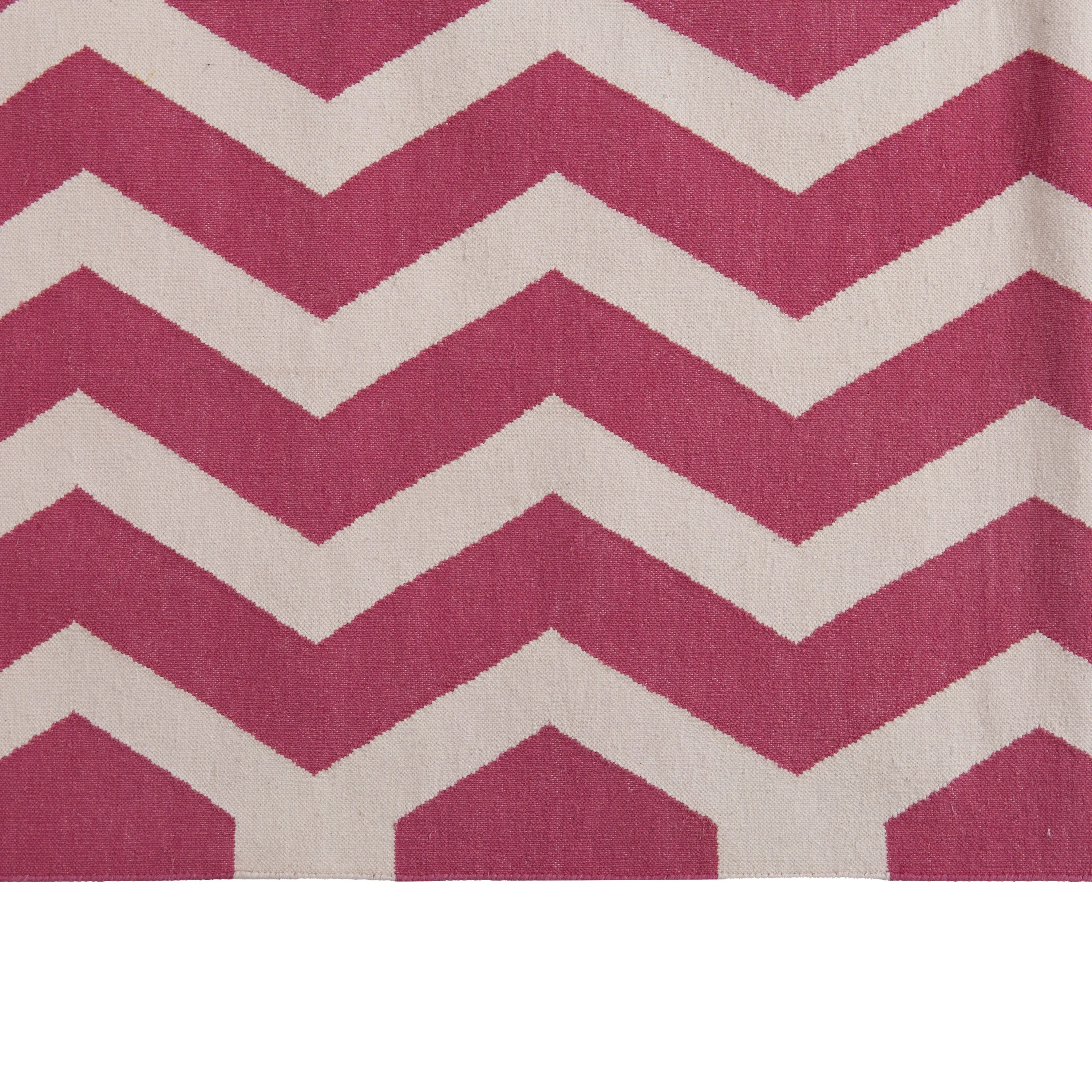 Pink Flatweave Wool Rug - 7'1" x 9'1"