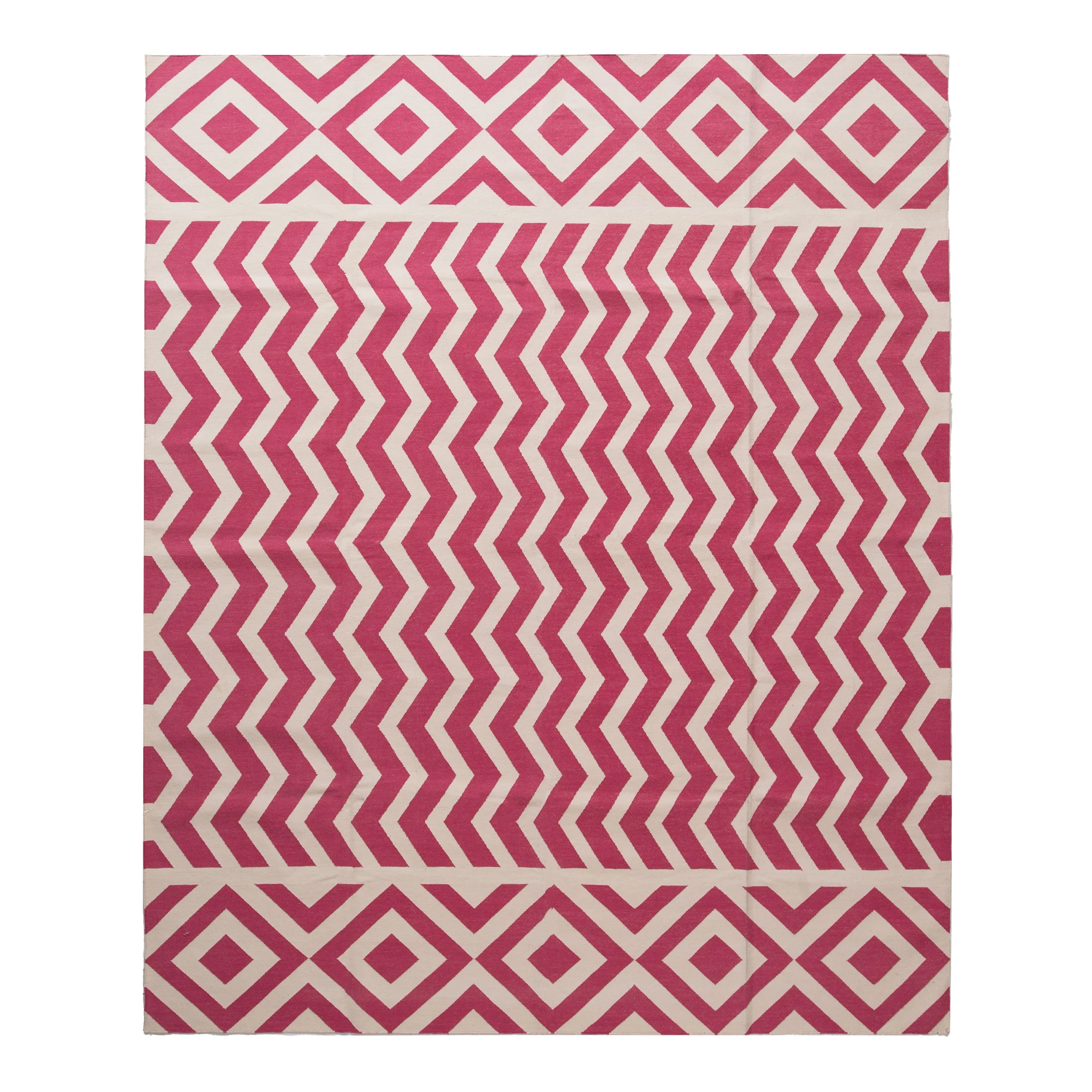 Pink Flatweave Wool Rug - 7'1" x 9'1"