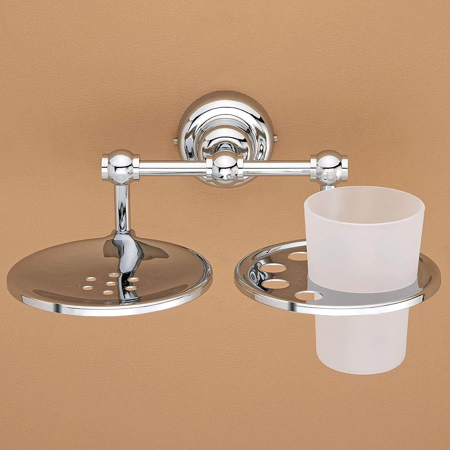 Plantex Platinum Stainless Steel 304 Grade Skyllo 2in1 Soap Dish with Tumbler Holder/Soap Stand/Tooth Brush Holder/Bathroom Accessories(Chrome) - Pack of 3