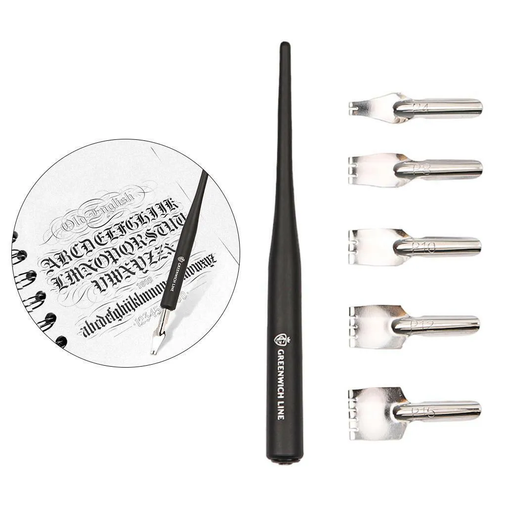 Practical Calligraphy Dip Pen Set with 5 Interchangeable Nibs Pen Handle for Art Writing Signatures Sketching Mapping Calligraphy Pen Set with 5 nibs for Beginners Kids Adults