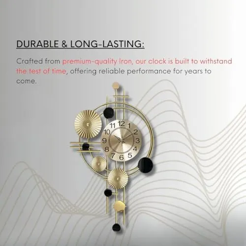 PREMIUM DECOR HUB Antique Metal Designer Wall Clock for Living Room-Floral Design Handmade with Silent Sweep Machine-Ideal Home & Wall Decoration Items/Bedroom/Dining Hall/Office/Cafes/Hotels