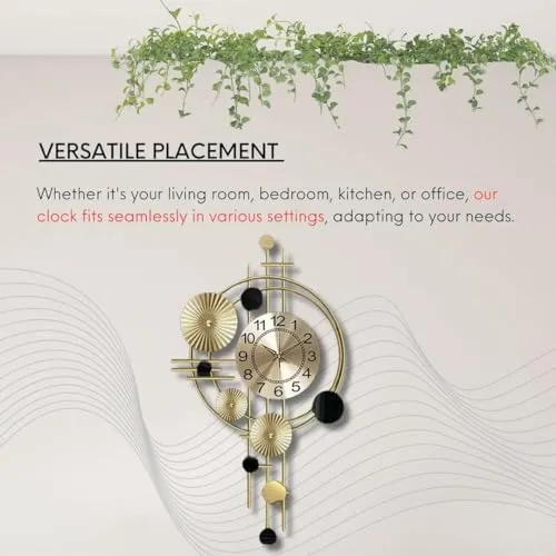 PREMIUM DECOR HUB Antique Metal Designer Wall Clock for Living Room-Floral Design Handmade with Silent Sweep Machine-Ideal Home & Wall Decoration Items/Bedroom/Dining Hall/Office/Cafes/Hotels