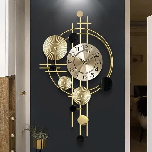 PREMIUM DECOR HUB Antique Metal Designer Wall Clock for Living Room-Floral Design Handmade with Silent Sweep Machine-Ideal Home & Wall Decoration Items/Bedroom/Dining Hall/Office/Cafes/Hotels