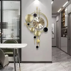 PREMIUM DECOR HUB Antique Metal Designer Wall Clock for Living Room-Floral Design Handmade with Silent Sweep Machine-Ideal Home & Wall Decoration Items/Bedroom/Dining Hall/Office/Cafes/Hotels