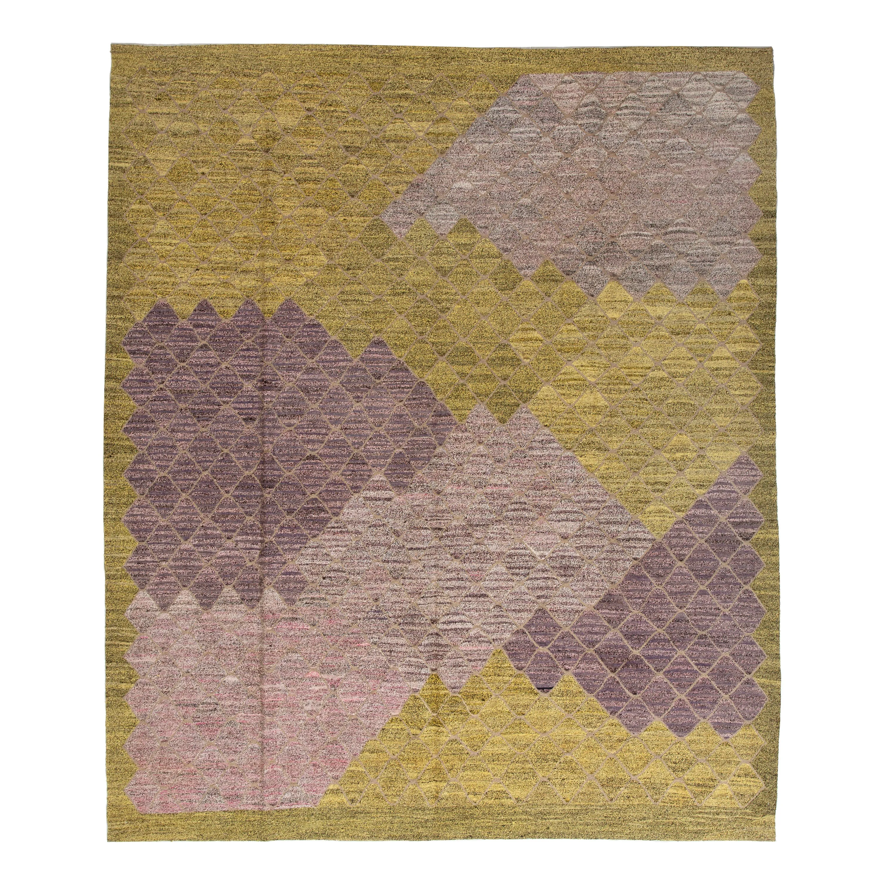 Purple Green Vintage Flatweave Rug - 8'7" x 10'4"