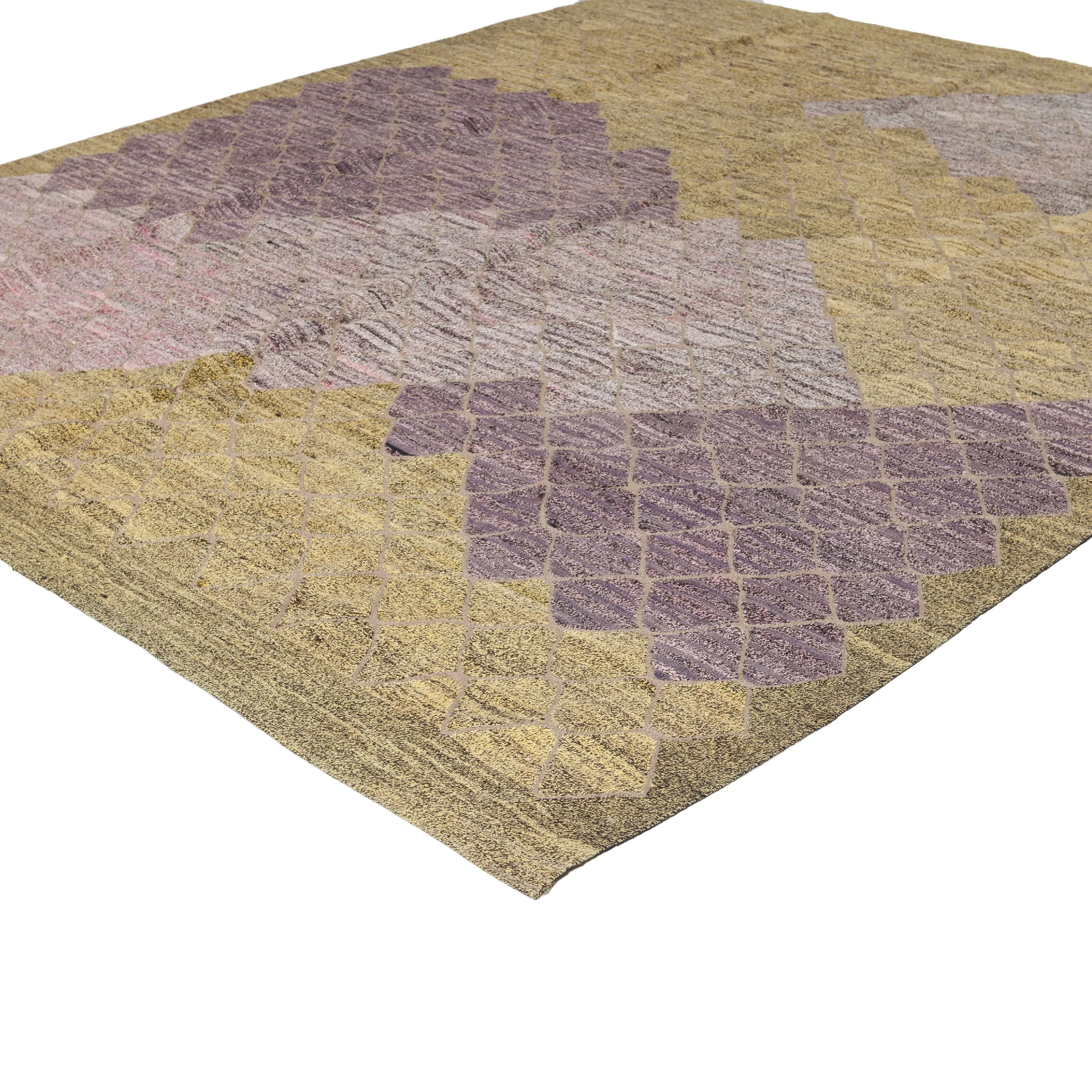 Purple Green Vintage Flatweave Rug - 8'7" x 10'4"