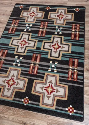 "Grand River Black" Southwestern Area Rugs - Choose from 6 Sizes!
