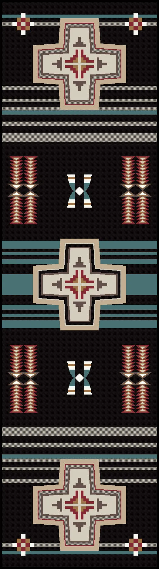 "Grand River Black" Southwestern Area Rugs - Choose from 6 Sizes!