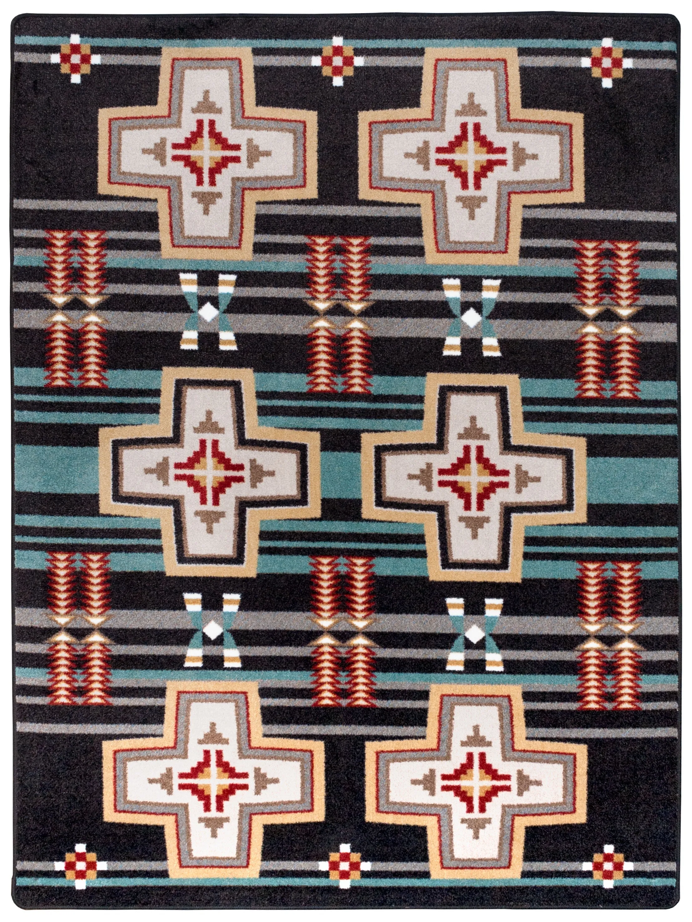 "Grand River Black" Southwestern Area Rugs - Choose from 6 Sizes!