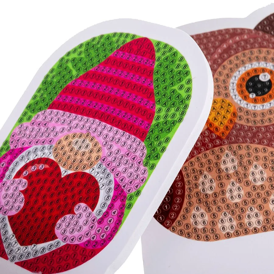 "Owl & Gnome" Crystal Art Mobile Phone Holder Set of 2