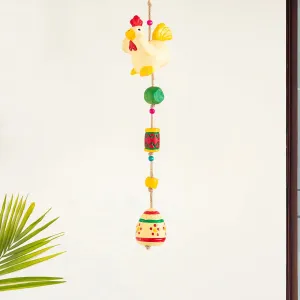 'Resting Hen' Terracotta Decorative Hanging (Multicolored, Hand-Painted)