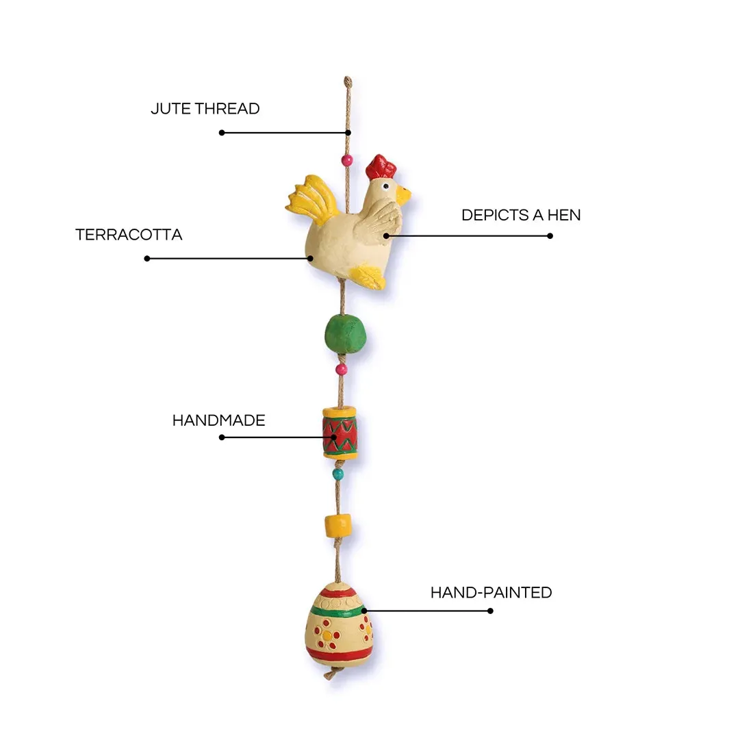 'Resting Hen' Terracotta Decorative Hanging (Multicolored, Hand-Painted)