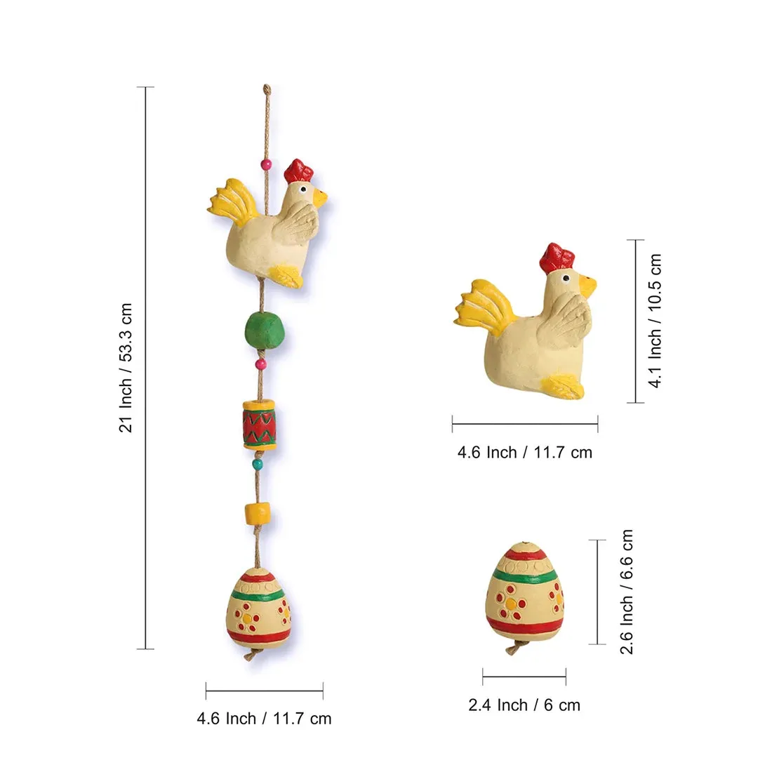 'Resting Hen' Terracotta Decorative Hanging (Multicolored, Hand-Painted)
