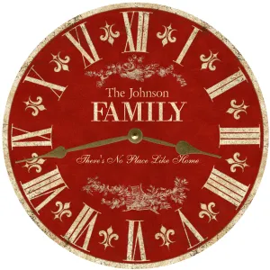 Rustic French Country Clock- Custom Red Family Name